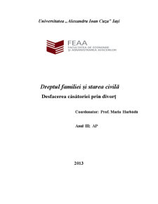 Dreptul familiei și starea civilă - desfacerea căsătoriei prin divorț - Pagina 1