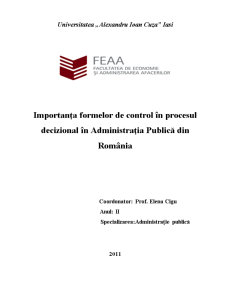 Importanța Formelor de Control în Procesul Decizional în Administrația Publică din România - Pagina 1