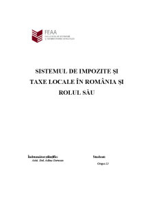 Sistemul de Impozite și Taxe Locale în România și Rolul Său - Pagina 1
