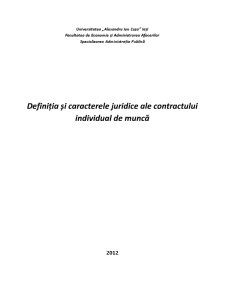 Definiția și Caracterele Juridice ale Contractului Individual de Muncă - Pagina 1