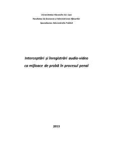 Interceptări și înregistrări audio video ca mijloace de probă în procesul penal - Pagina 1