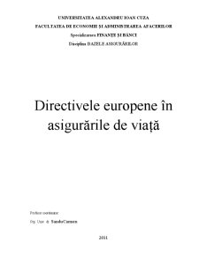 Directivele Europene în Asigurările de Viață - Pagina 1
