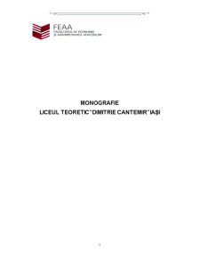 Monografie Liceul Teoretic Dimitrie Cantemir Iași - Pagina 1