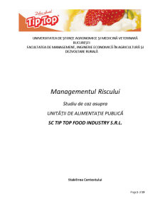 Managementul riscului - studiu de caz Cofetăriile TIP TOP - Pagina 1