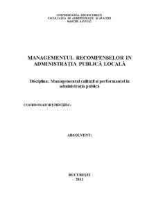 Managementul Recompenselor în Administrația Publică Locală - Pagina 1