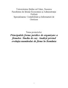 Principalele forme juridice de organizare a firmelor - analiza privind evoluția numărului de firme în România - Pagina 1