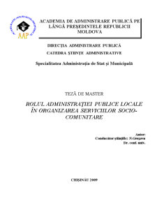 Rolul Administrației Publice Locale în Organizarea Serviciilor socio-comunitare - Pagina 1