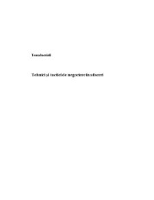 Tehnici și Tactici de Negociere - Pagina 1