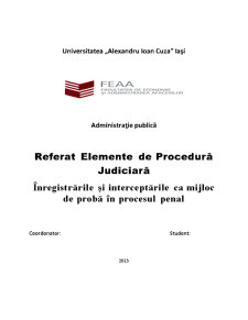 Înregistrările și Interceptările ca Mijloc de Probă în Procesul Penal - Pagina 1