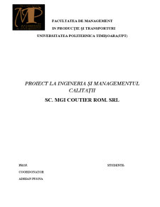 Ingineria și managementul calității - SC Mgi coutier Rom SRL - Pagina 1
