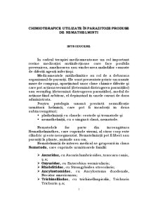 Chimioterapice Utilizate în Parazitoze Produse de Nemathelminti - Pagina 1