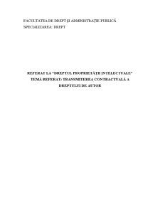 Transmiterea Contractuală a Dreptului de Autor - Pagina 1
