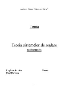 Teoria sistemelor de reglare automată - Pagina 1