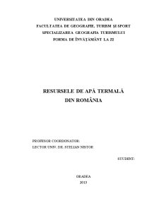 Resursele de apă termală din România - geografie regională a României - Pagina 1