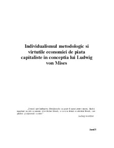Individualismul metodologic și virtuțile economiei de piață capitaliste în concepția lui Ludwig von Mises - Pagina 1