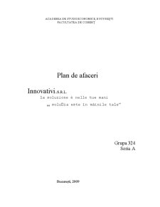 Plan de Afaceri Inovativi SRL - Pagina 1