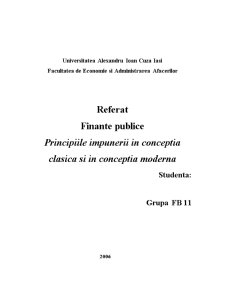 Principiile Impunerii in Conceptia Clasica si in Conceptia Moderna - Pagina 1