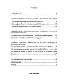 Politica financiară a statului - obiectivele principale ale politicii financiare în Republica Moldova - Pagina 2