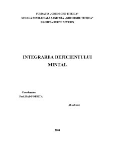 Integrarea Deficientului Mintal - Pagina 1