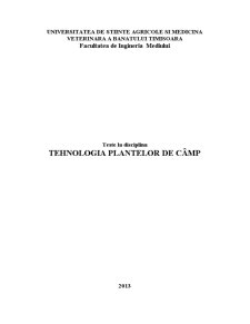 Tehnologia Plantelor de Câmp - Pagina 1