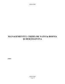 Managementul Crizelor NATO în Bosnia și Herțegovina - Pagina 1