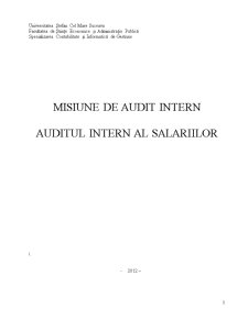 Misiune de Audit Intern - Auditul Intern al Salariilor - Pagina 1