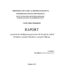 Raport cu privire la desfășurarea practicii de licență în cadrul Primăriei satului Parjolteni - Pagina 1