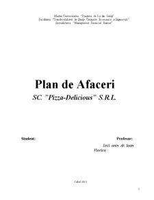 Plan de Afaceri SC Pizza-Delicious SRL - Pagina 1
