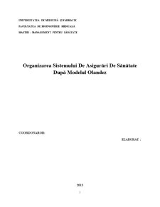 Organizarea Sistemului de Asigurări de Sănătate după Modelul Olandez - Pagina 1