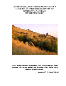 Investigarea Măsurilor de Protecție a Mediului în Carierele de Piatră din Rezervația Naturală Munții Măcinului - Pagina 1