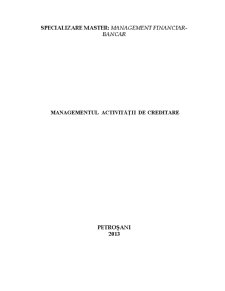 Managementul operațiunilor de creditare - Pagina 1