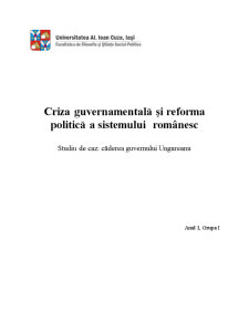 Criza Guvernamentală și Reforma Politică a Sistemului Românesc - Pagina 1