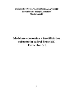 Modelare Economica a Imobilizărilor Existente în Cadrul Firmei SC Eurocolor SRL - Pagina 1