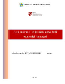 Rolul Migrației în Procesul Dezvoltării Economiei Românești - Pagina 1