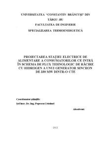 Proiectarea Stației Electrice de Alimentare a Consumatorilor ce Intră în Schema de Flux Tehnologic de Răcire cu Hidrogen - Pagina 1