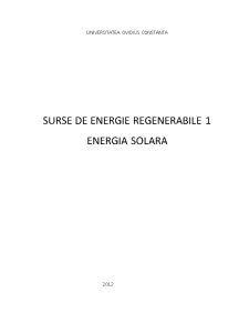 Surse de energie regenerabile - energia solară - Pagina 1