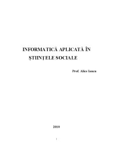 Informatică Aplicată în Științele Sociale - Pagina 1