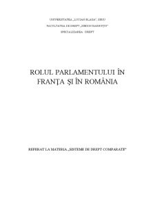 Rolul Parlamentului în Franța și în România - Pagina 1