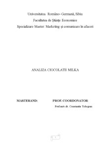Analiza Ciocolatii Milka - Pagina 1