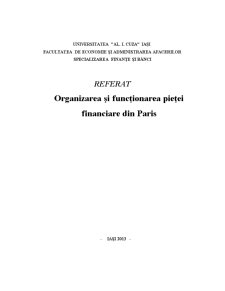 Organizarea și Funcționarea Pieței Financiare din Paris - Pagina 1