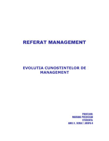 Evoluția cunoștințelor de management - Pagina 1