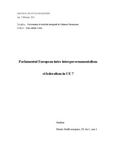 Parlamentul European între interguvernamentalism și federalism - Pagina 1