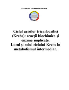 Biochimie - Ciclul Acizilor Tricarboxilici - Krebs - Pagina 1