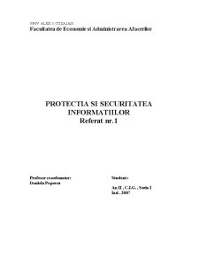 Protecția și securitatea informațiilor - Pagina 1