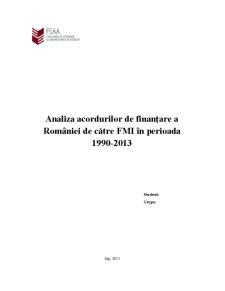 Analiza acordurilor de finanțare ale României de către FMI în perioada 1990-2013 - Pagina 1