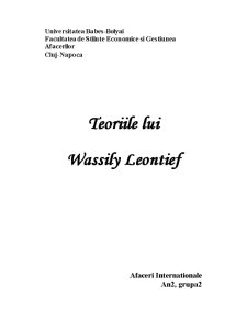 Teoriile lui Wassily Leontief - Pagina 1