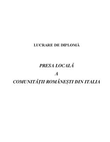 Presa Locală a Comunității Românești din Italia - Pagina 1