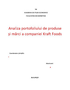 Analiza Portofoliului de Produse și Mărci a Companiei Kraft Foods - Pagina 1
