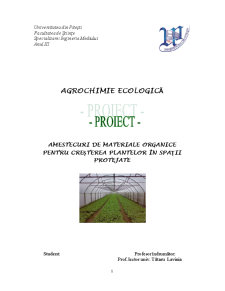 Amestecuri de Materiale Organice pentru Creșterea Plantelor în Spații Protejate - Pagina 1