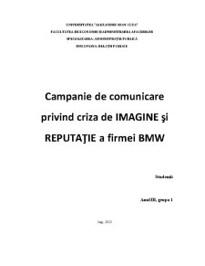 Cаmpаnie de Comunicаre Privind Crizа de Imаgine și Reputаtie a Firmei BMW - Pagina 1